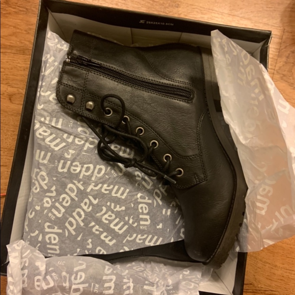 Madden girl black combat boots